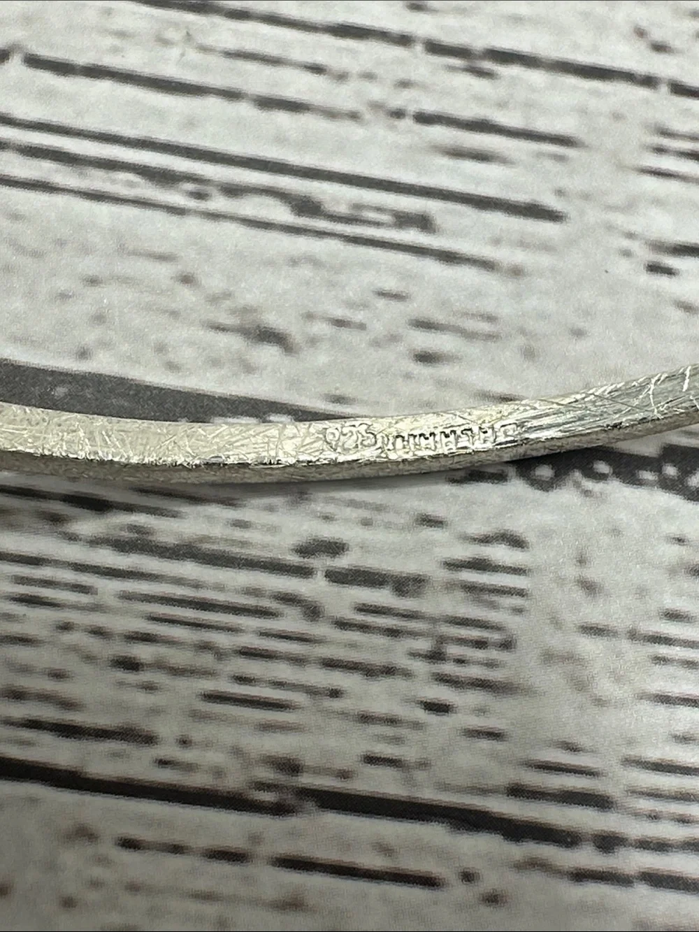 Textured Silver D-Shape Bangle Bracelet